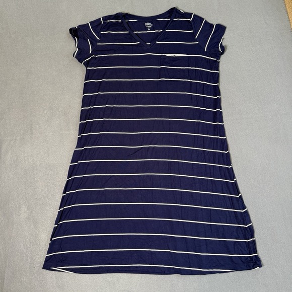 Market Spruce Dresses & Skirts - Market & Spruce Alison Navy White Striped T-shirt Dress V-Neck Preppy Women's LG